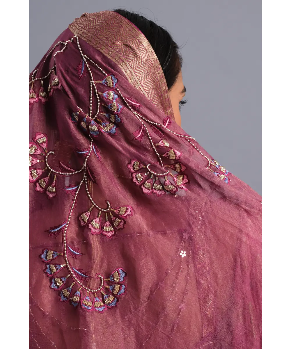 AASTHA SOOD - Dark carnation Pink Silk Lehenga - Bridal Look